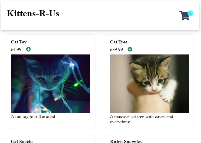 Screenshot of Kittens-R-Us